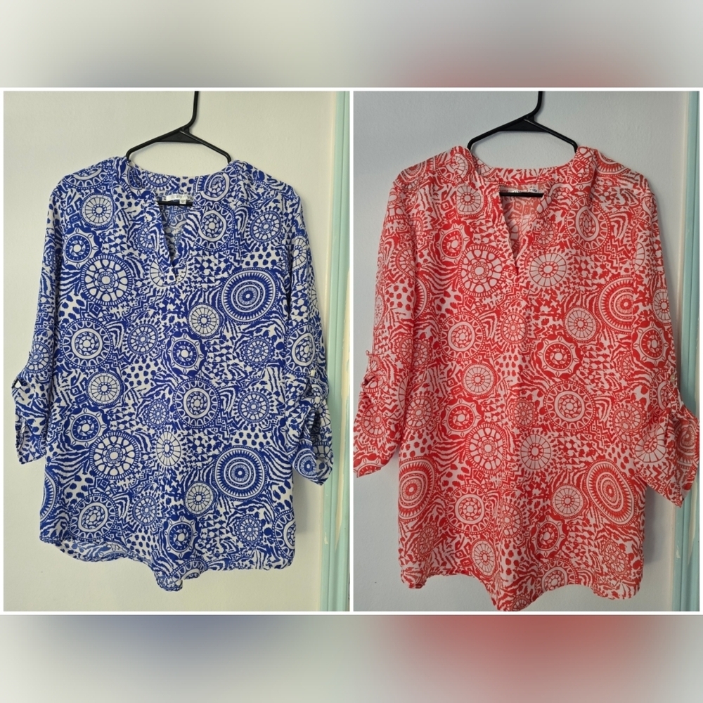 Bundle Women's Blue and Red Patterned Tops Size M